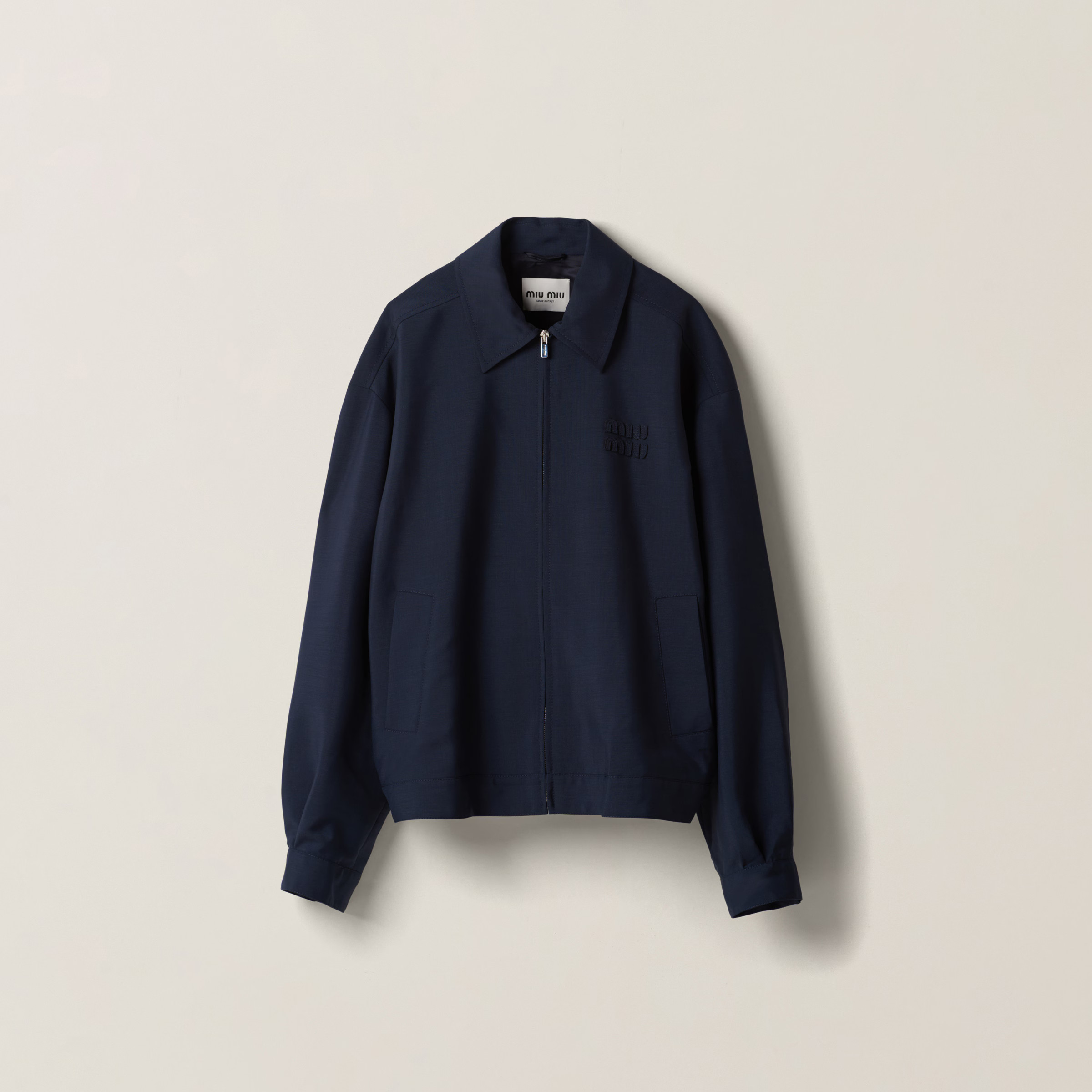 Navy Mohair Blouson Jacket | Miu Miu | Miu Miu US