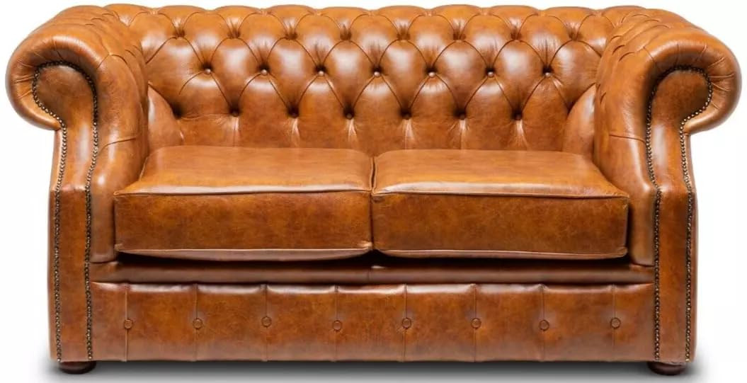 Chesterfield Oxford 2 Seater Sofa – Vintage Tan Leather | Handmade UK Sofa with Deep Button Tuf... | Amazon (UK)