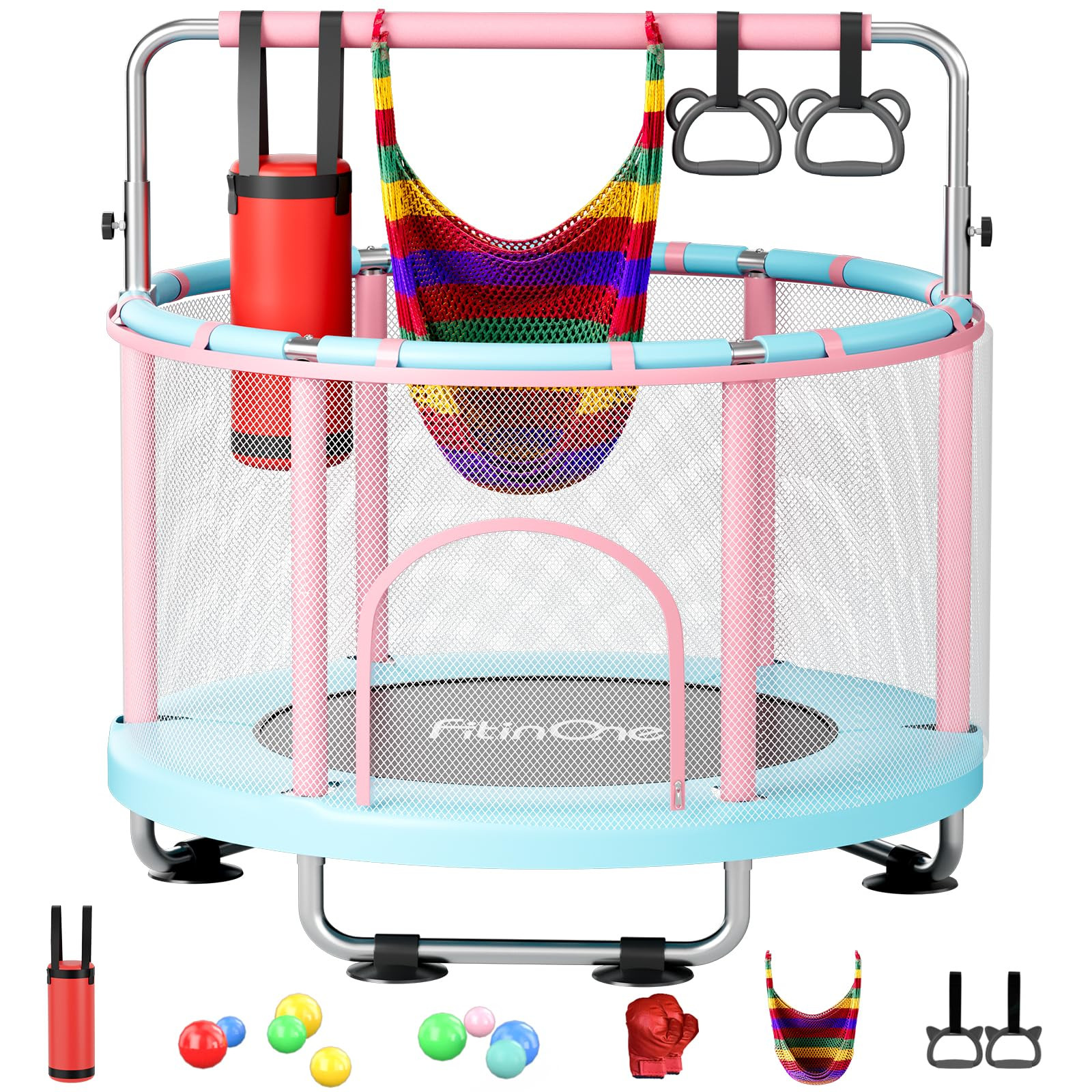 55" Toddler Mini Trampoline for Kids, Indoor Outdoor Toys with Swing, 440lbs Baby Kids Trampoline... | Amazon (US)
