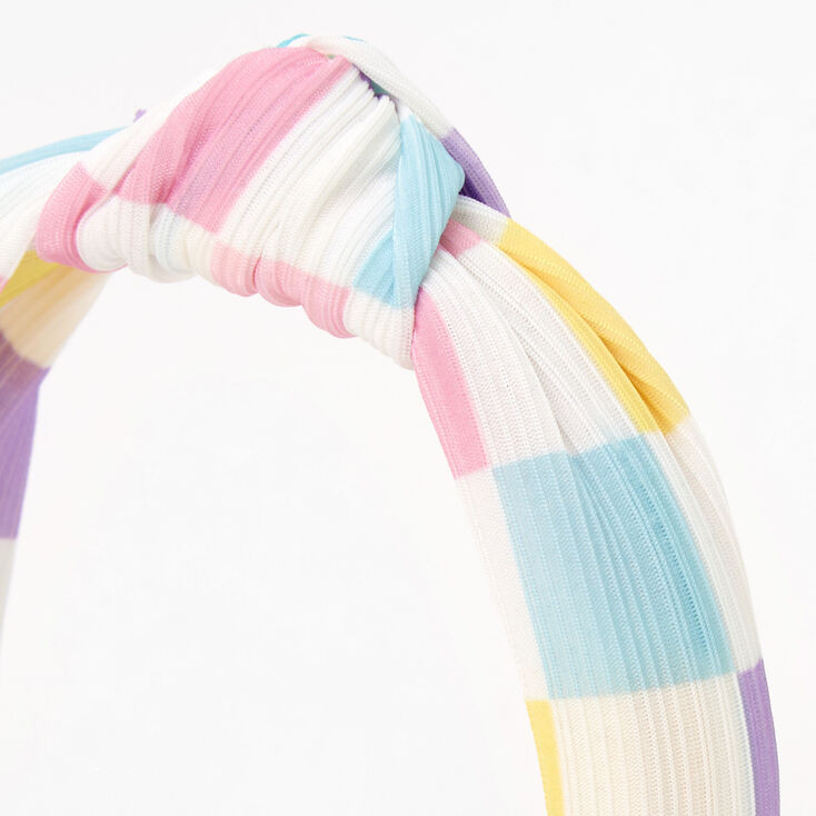 Pastel Check Knotted Bow Headband | Claire's (US)