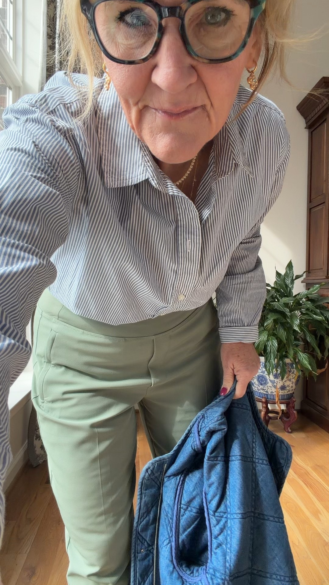 Saturday outfit 
Athleta endless pants size 8 petite 
Striped shirt medium 
Denim jacket medium 
Sneakers tts with socks 
Allie & Bess bracelets 20% off code NANETTE20


#LTKOver40 #LTKSaleAlert #LTKPetite