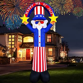 SEASONBLOW 12FT Independence Day Inflatable Uncle Sam Holding a Arch Decorations Patriotic 4th of... | Amazon (US)