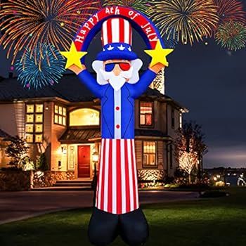 SEASONBLOW 12FT Independence Day Inflatable Uncle Sam Holding a Arch Decorations Patriotic 4th of... | Amazon (US)