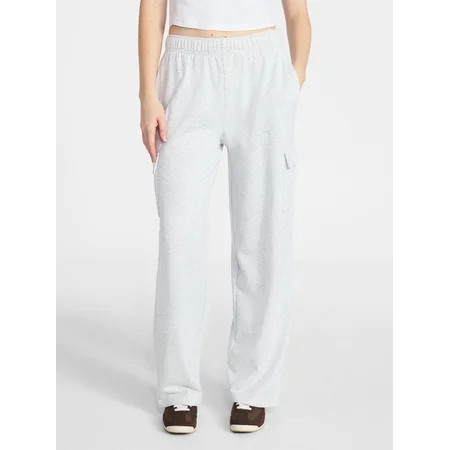 No Boundaries French Terry Cargo Pants, 30" Inseam, Women's XXS-XXL | Walmart (US)