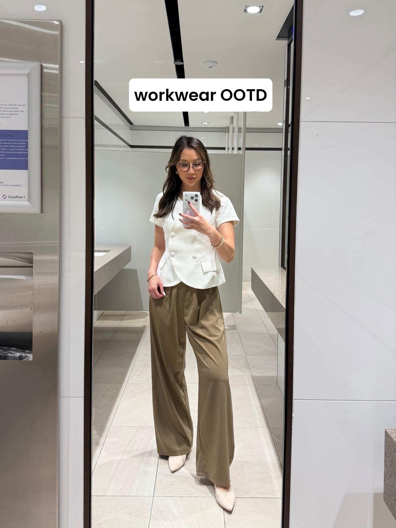 Workwear OOTD- neutrals for the win! Brown trousers with a white short sleeve blazer for a clean and chic office outfit. 

#LTKStyleTip #LTKPetite #LTKWorkwear