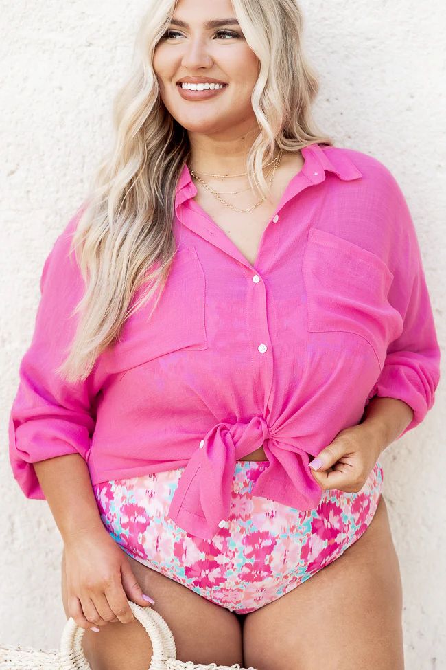 Wouldn't Miss It Pink Lightweight Button Front Blouse | Pink Lily