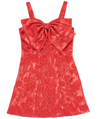 Girls' 7-16 Brocade Paneled Bow Sleeveless Dress | Macy's
