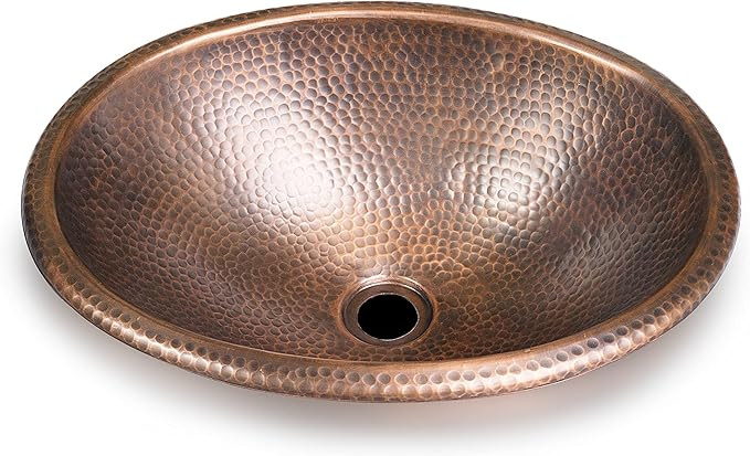 Monarch Abode 17-inch Hand Hammered Pure Copper Oval Drop-in Bathroom Sink, Bathroom Sink Drop-in... | Amazon (CA)