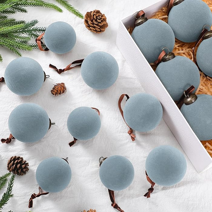 18 Pcs Velvet Christmas Balls Bulk 3.15, 2.76, 2.36 Inch, Flocked Xmas Tree Ball Ornaments Plasti... | Amazon (US)