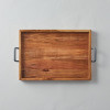 Click for more info about Large 14" x 15.5"  Wood Tray with Metal Handles Brown - Hearth & Hand™ with Magnolia