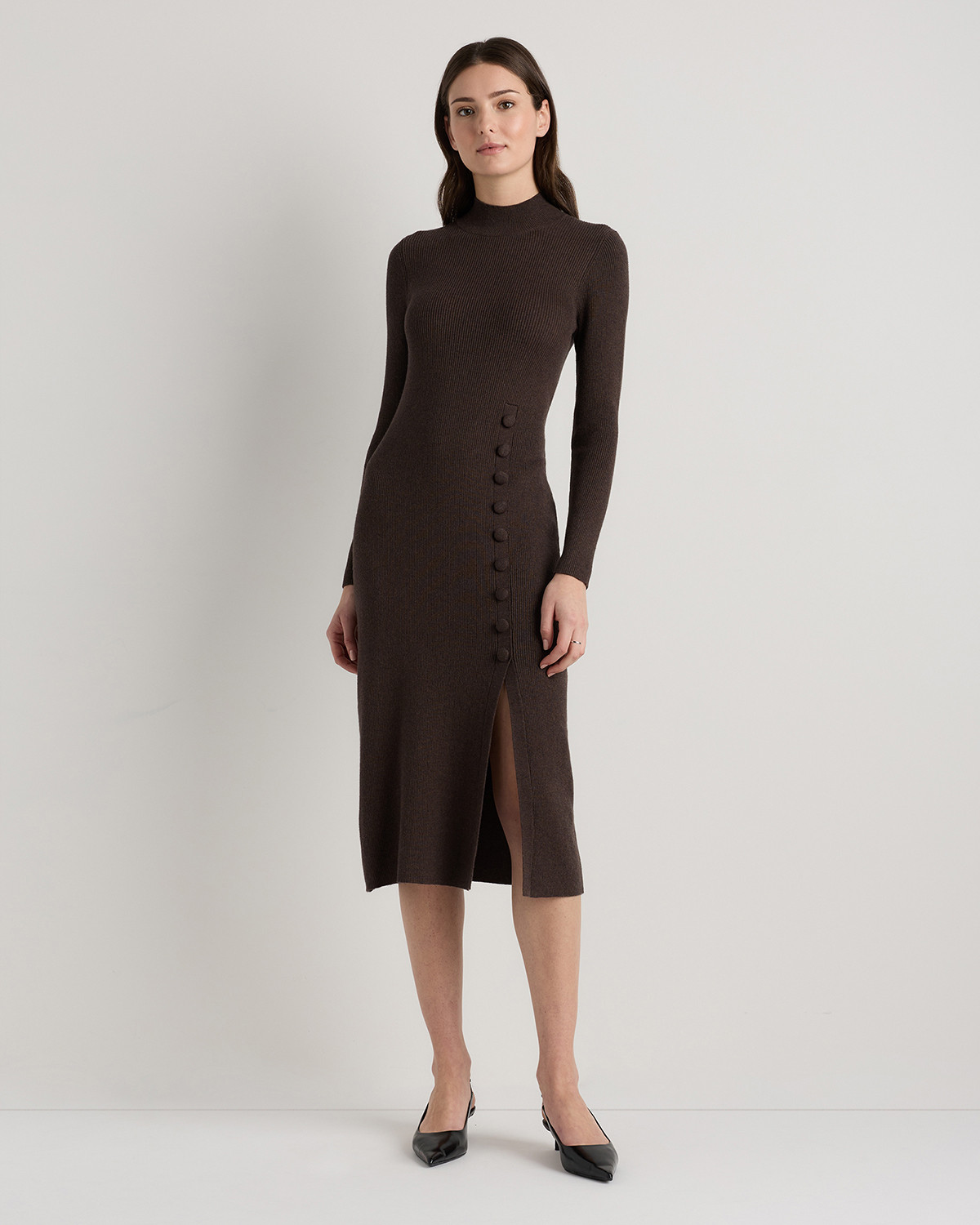 Cotton Cashmere Side Slit Midi Dress | Quince