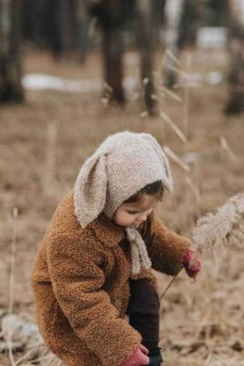 Bunny ears Hat Kids Natural. Toddler, newborn, merino, alpaca wool. Back to school autumn, winter... | Etsy (US)