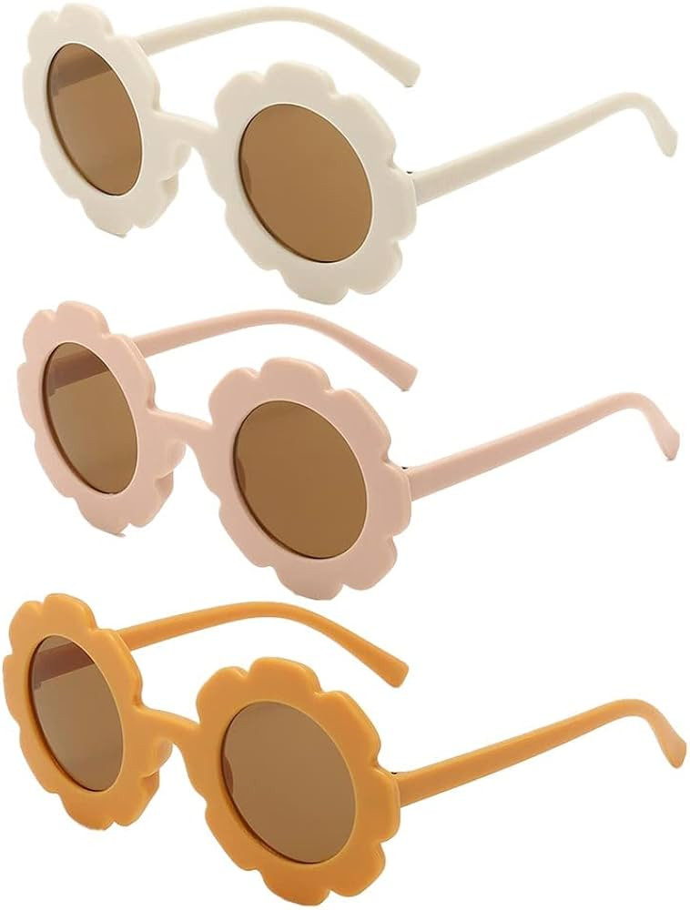 3 Pieces Round Flower Sunglasses for Girls Boys Kids Gifts Flower Glasses Cute Outdoor Beach Eyew... | Amazon (US)