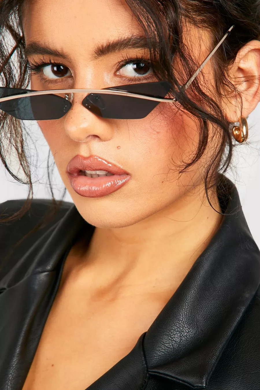 Gold Bar Frameless Cat Eye Sunglasses | Boohoo.com (US & CA)