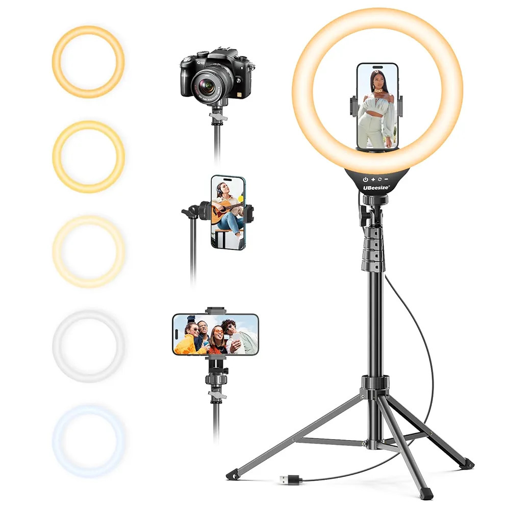 UBeesize 12'' Selfie Ring Light with 62’’ Tripod Stand for Video Recording, Live Streaming(Yo... | Amazon (US)