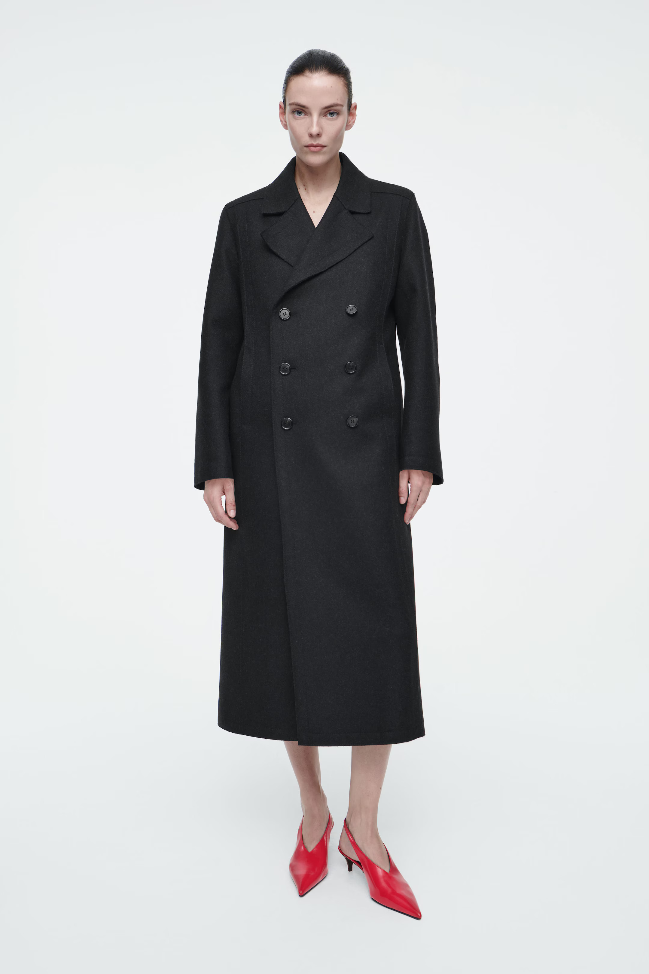 POINTED LEATHER SLINGBACK KITTEN HEELS - RED | COS (AU)