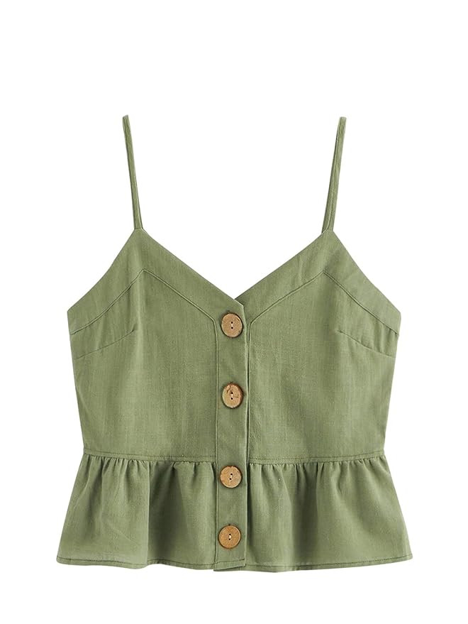 Floerns Women's Sleeveless V-Neck Vest Button Front Crop Cami Top | Amazon (US)