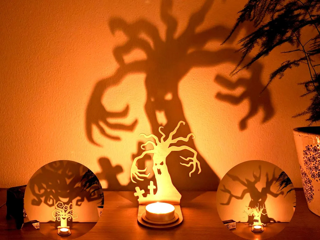 Spooky Tree Shadow Candle Holder | Halloween Tealight Decor | Haunted Forest Prop | Creepy Woodla... | Etsy (US)