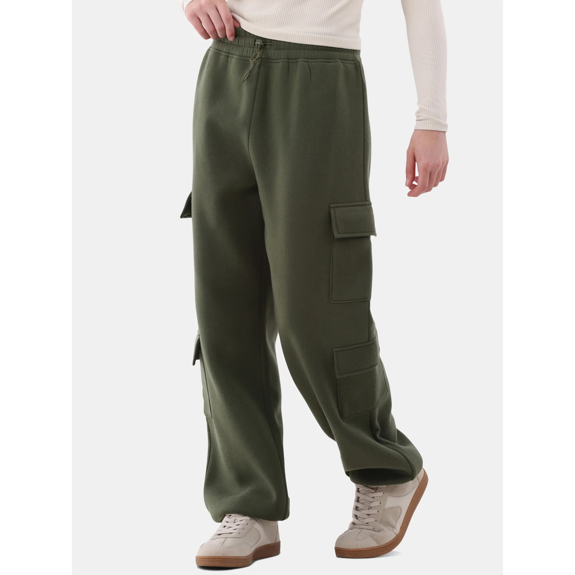 No Boundaries Cargo Fleece Jogger Pants, 29” Inseam, Women’s | Walmart (US)