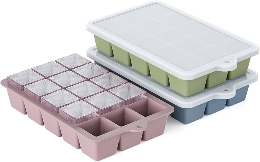 Ice Cube Tray for Freezer 3 Pack, HANCELANT Silicone Ice Cube Molds with Removable Lid for Whiske... | Amazon (US)