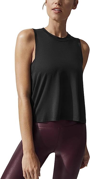 Mippo Crop Tops for Women Womens Workout Tops Flowy Cropped Tank Tops Athletic Shirts | Amazon (US)