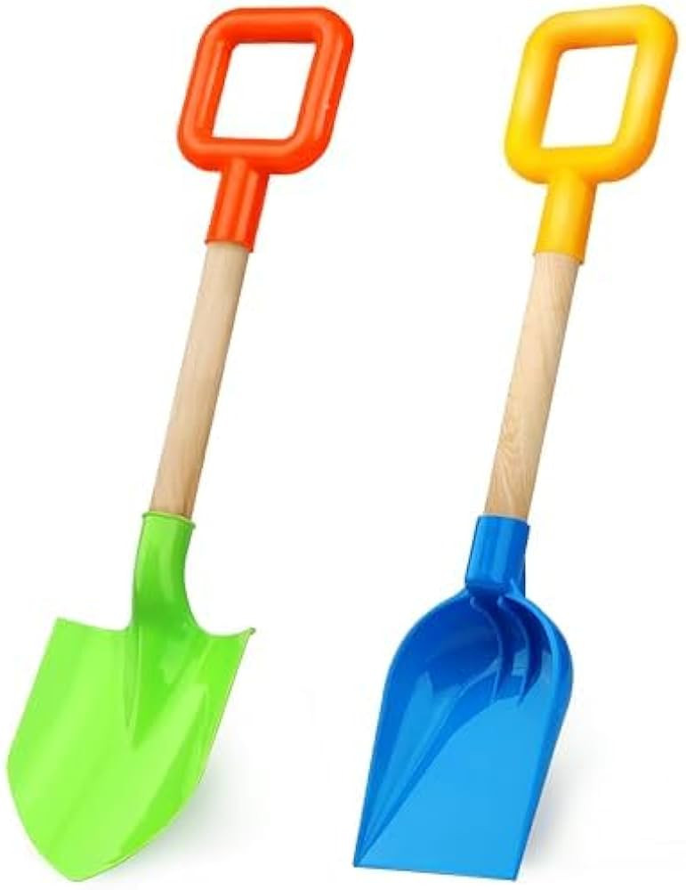 16" Kids Beach Spades Sand Shovels - Wooden Handle & Plastic Spade for Digging - 2 Pack Summer Sa... | Amazon (US)