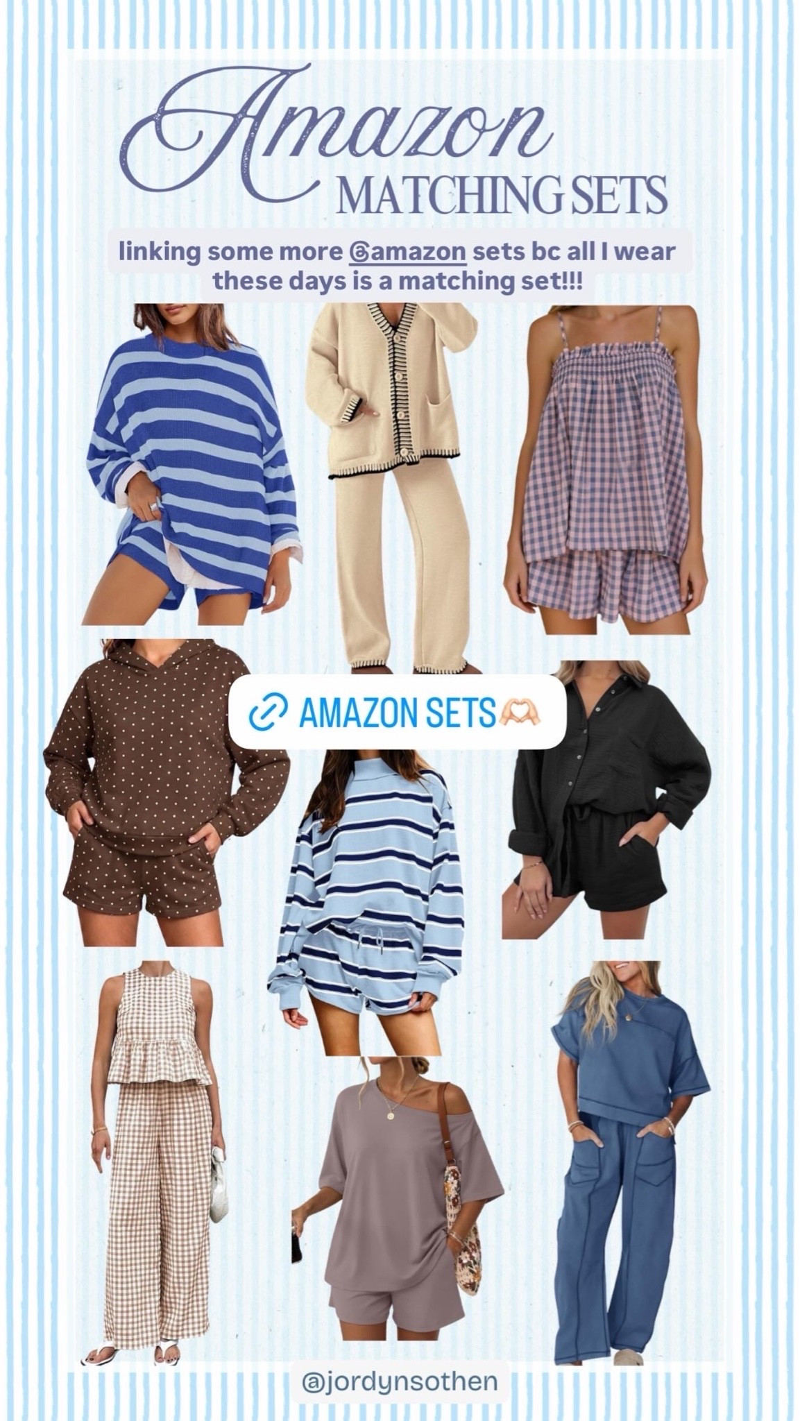 Comfy outfit ideas🩵 vacation outfit, two piece Amazon matching set, comfy lounge set, athleisure, striped set, fall outfits, dupe, travel outfits, outfit ideas, outfit inspo

#LTKootd #LTKdayinmylife #LTKSaleAlert