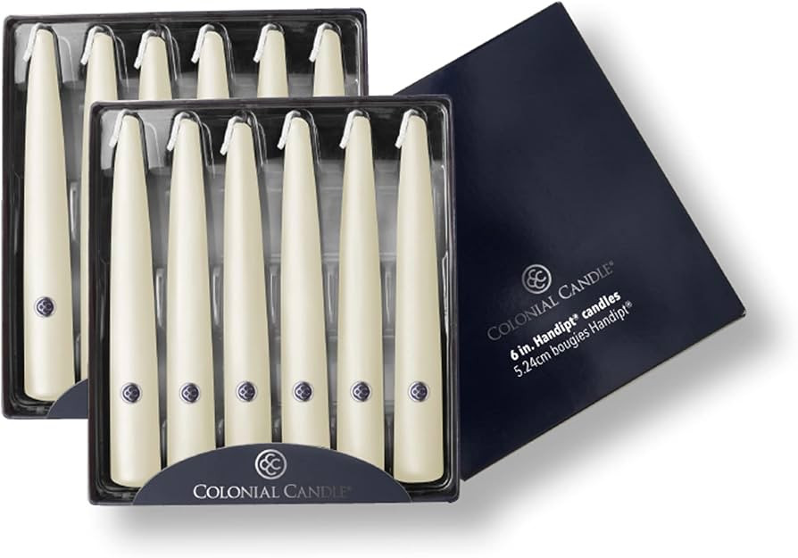 Colonial Candle Unscented Taper Candle, Handipt Collection, Ivory, 6 in, Pack of 12 - Up to 4 Hou... | Amazon (US)