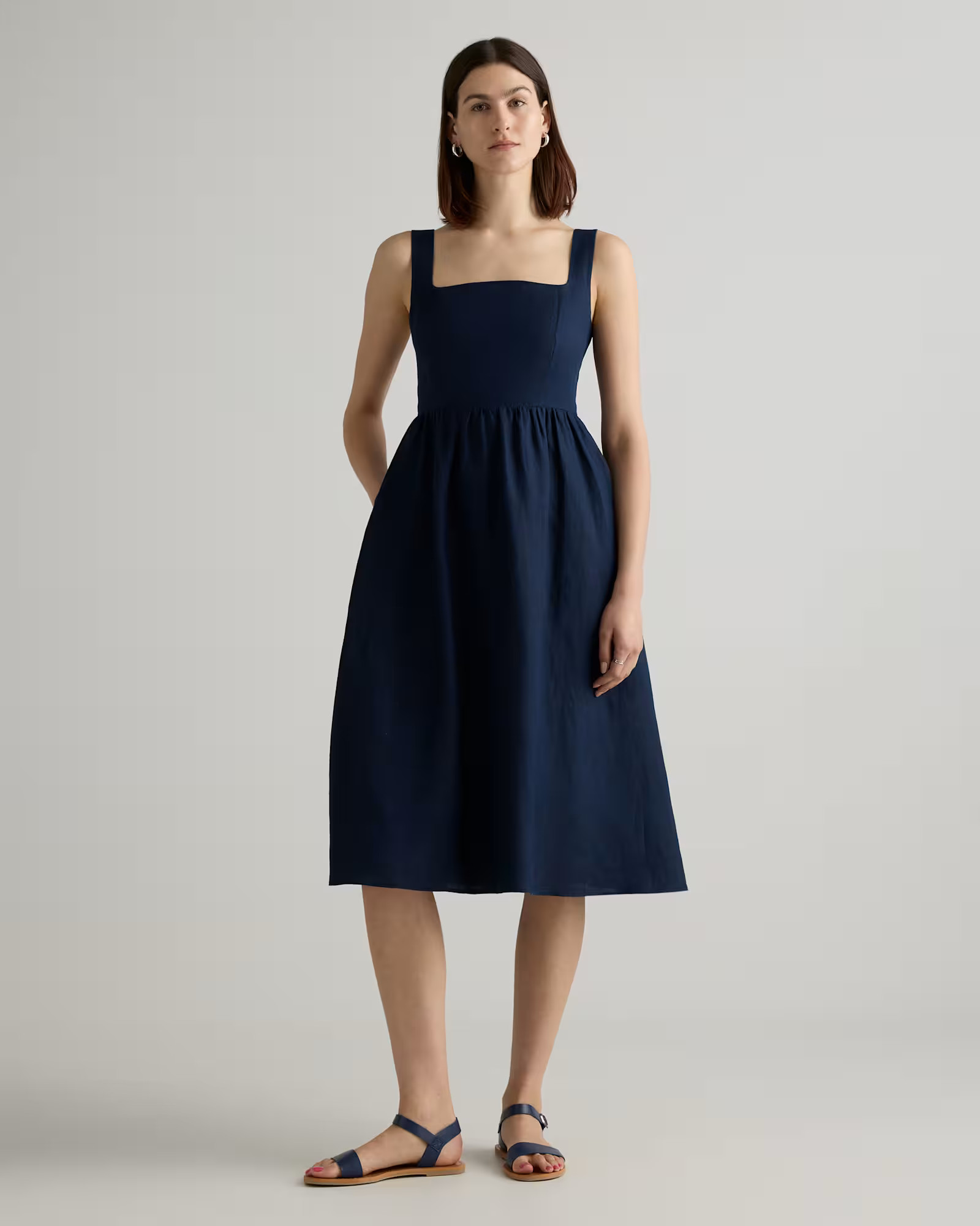 100% European Linen Fit & Flare Midi Dress | Quince