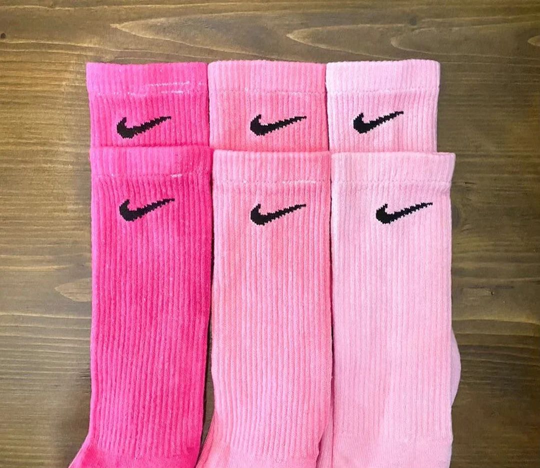 Pink Tones 3 Pack Nike Solid Dye Crew Socks - Etsy | Etsy (US)