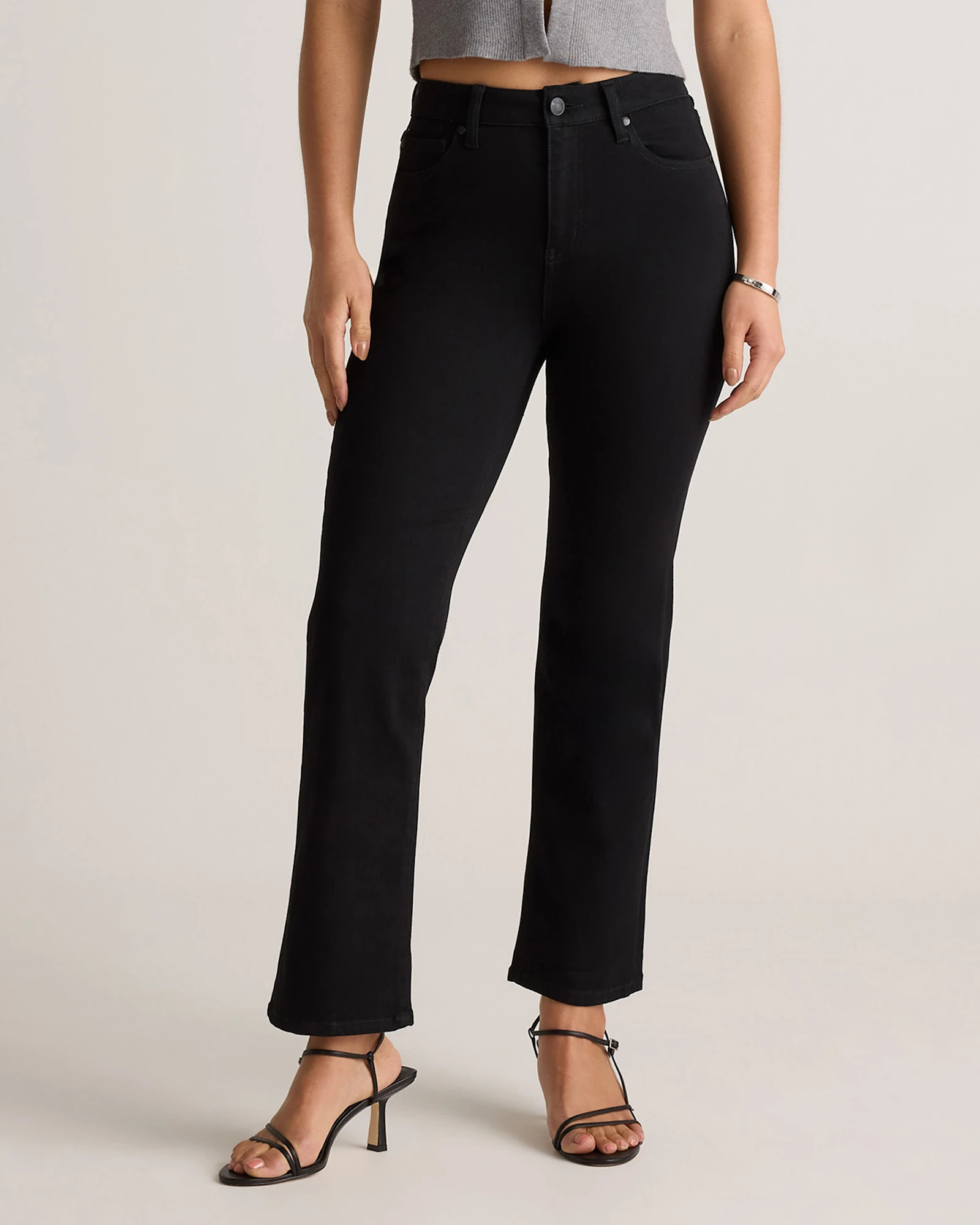 Quince | Women's Bella Stretch Straight Jeans in Faded Black, Size 27, Organic Cotton | Quince