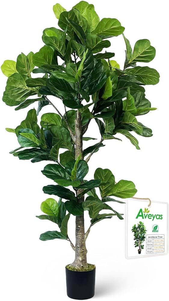Aveyas 6ft Artificial Fiddle Leaf Fig Tree for Home Decor, 6 Feet Large Faux Plant Fake Ficus lyr... | Amazon (US)