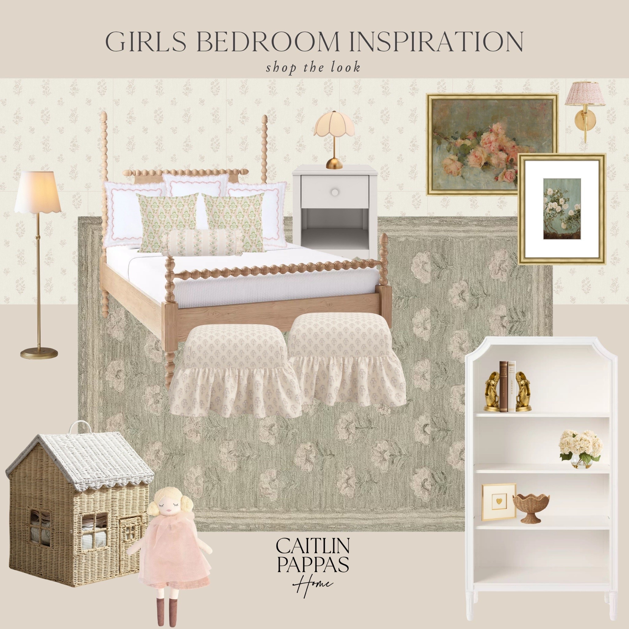 Little girls bedroom inspiration 🪿💕 I absolutely love these sage green and blush home finds. The sweetest inspiration for a girls bedroom! I love how whimsical and vintage it feels.