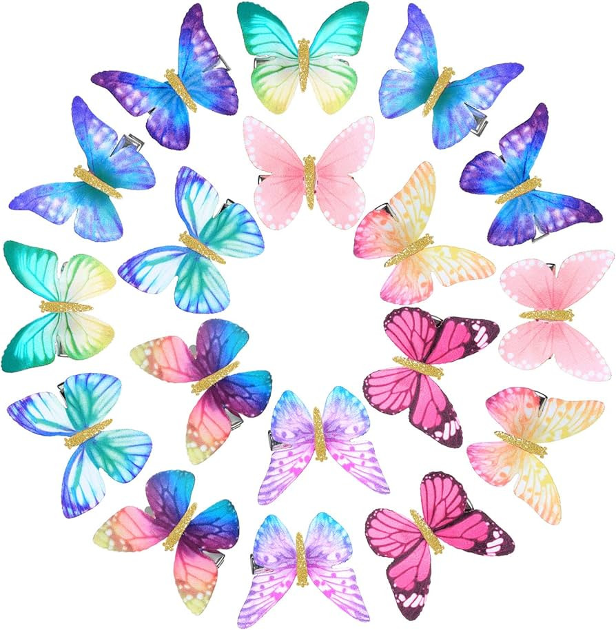 18 Pieces Butterfly Hair Clips Glitter Barrettes Butterfly Snap Hair Clips for Teens Women Hair A... | Amazon (UK)