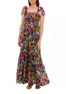 Crown & Ivy™ Women's Smocked Bodice Printed Maxi Dress | Belk