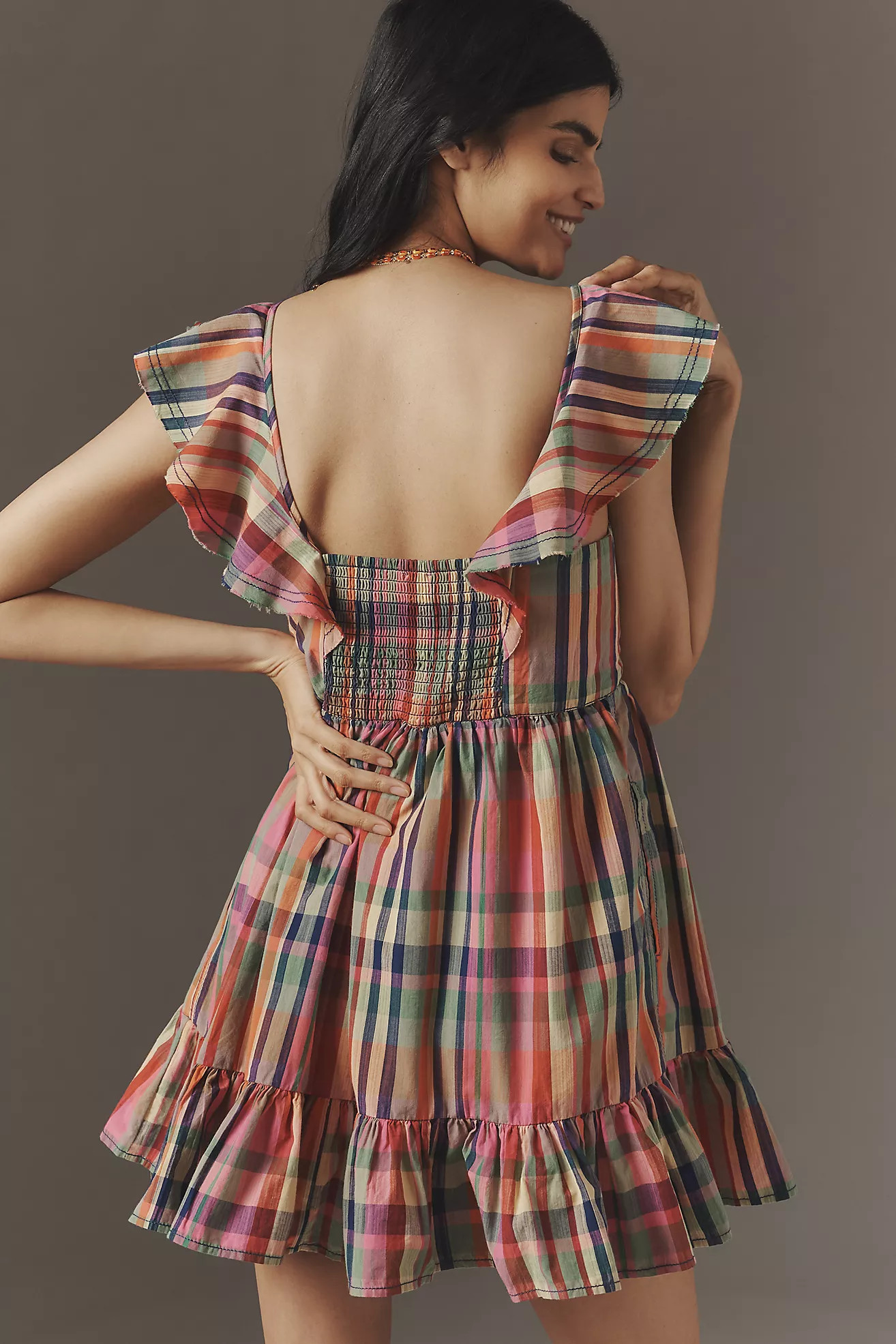 Pilcro Short-Sleeve Mini Babydoll Dress | Anthropologie (US)