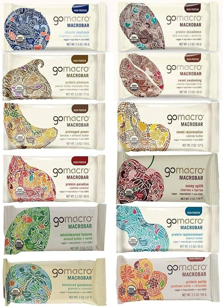 GoMacro Variety Pack, 1 bar each (pack of 12) - 12 Flavors including 3 new flavors | Amazon (US)