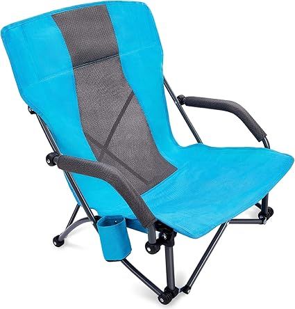 G4Free Low Sling Folding Beach Chair Camping Chairs Compact Concert Lumbar Back Support Festival ... | Amazon (US)