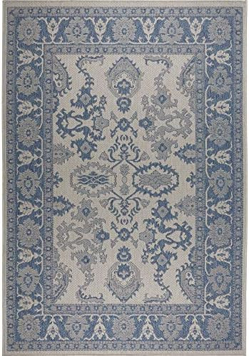 Nicole Miller New York Patio Country Ayana Transitional Border Indoor/Outdoor Area Rug, Grey/Blue... | Amazon (US)