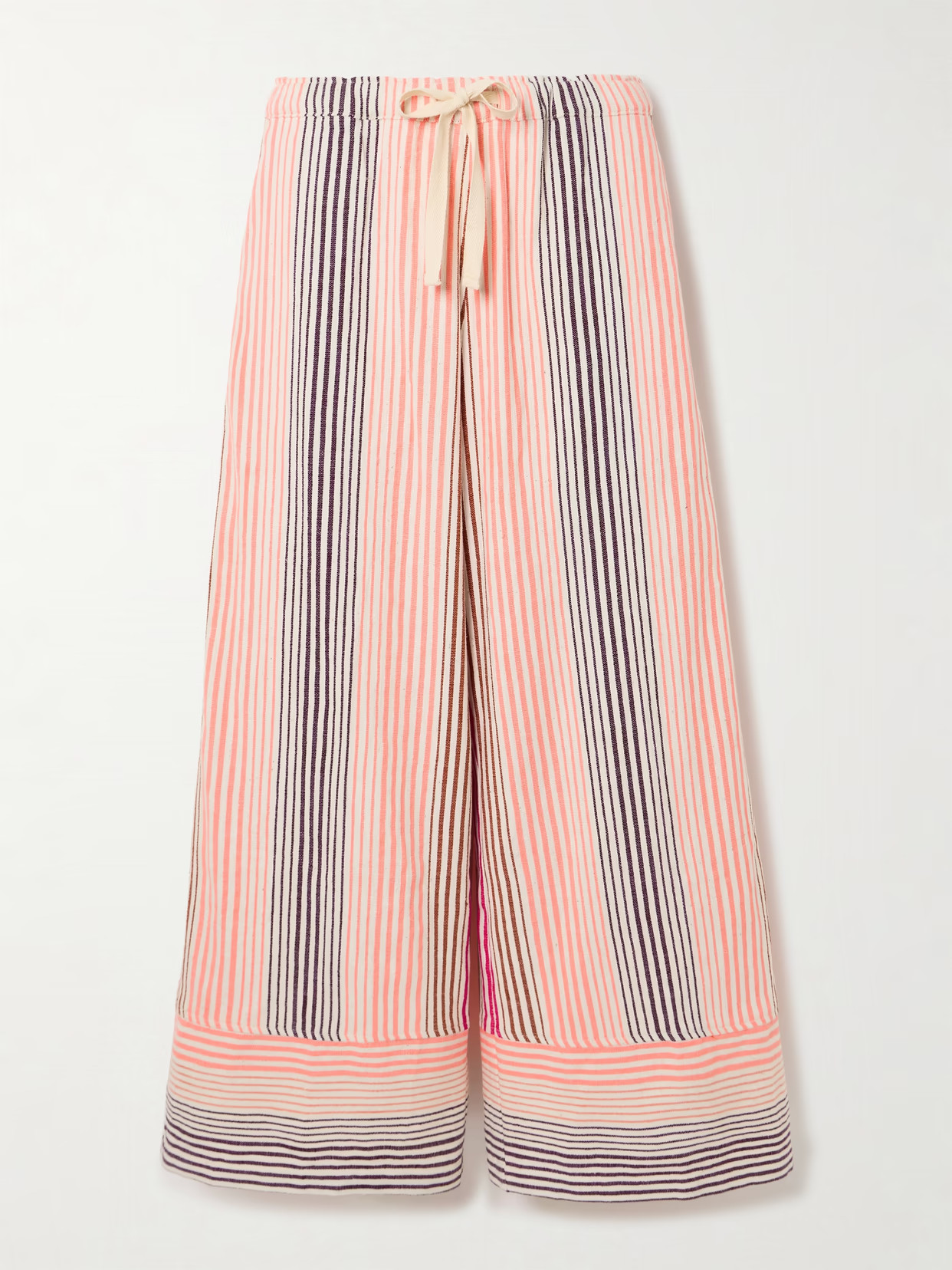 lemlem - Desta Striped Cotton-blend Wide-leg Pants - Pink | NET-A-PORTER (US)