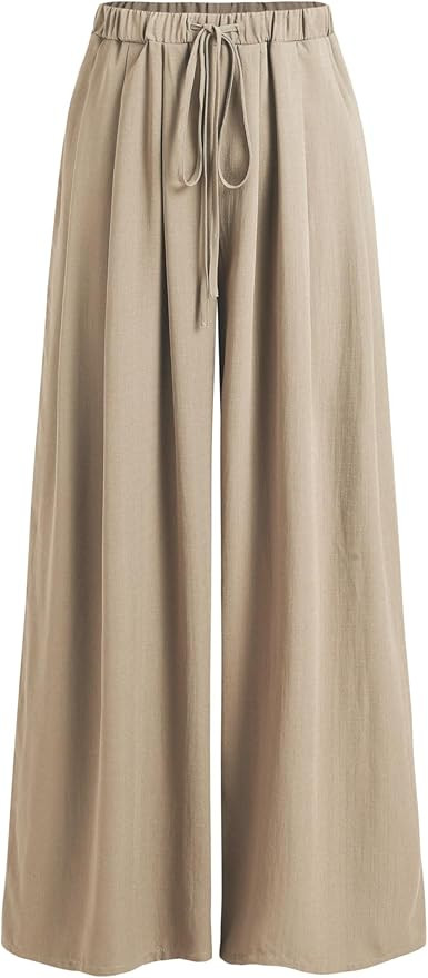 CIDER Palazzo Pants for Women Wide Leg Drawsting Elastic High Waisted Comfy Casual Flowy Pants wi... | Amazon (US)