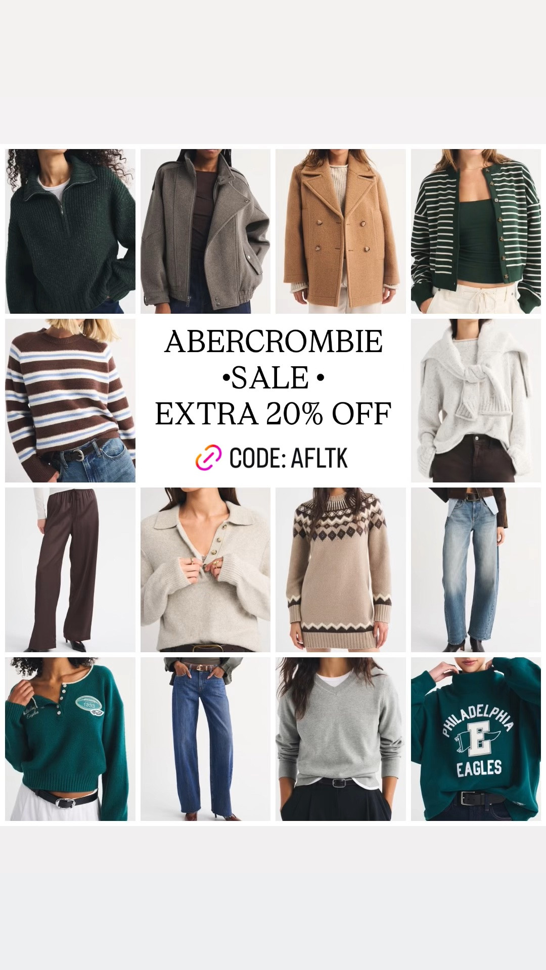 Abercrombie sale ends tonight! Extra 20% off with code AFLTK