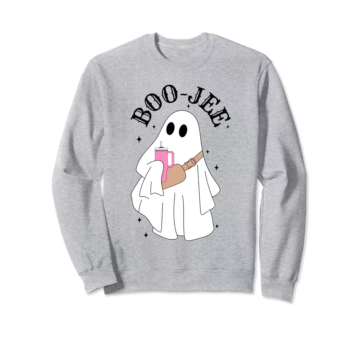 Cute Boujee Boojee Stanley Tumbler Inspired Ghost Halloween Cropped Pullover Crew