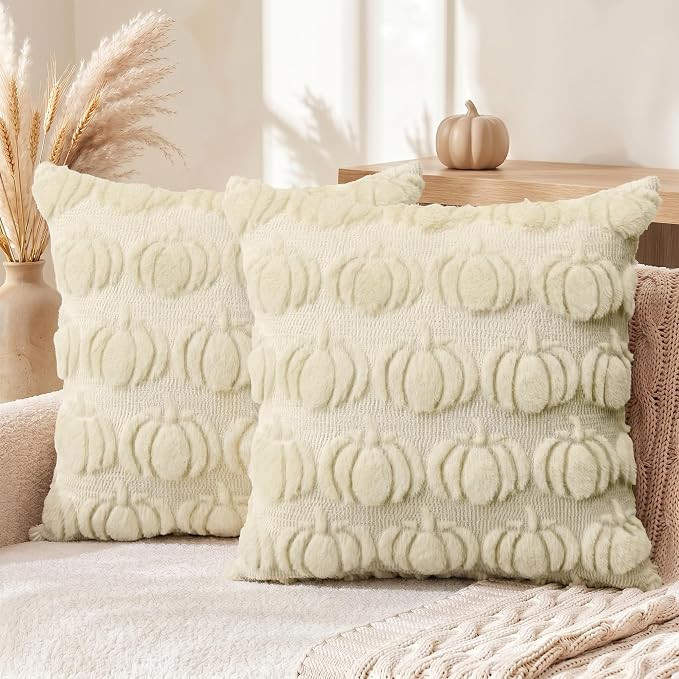 AVOIN colorlife Beige Fall Pumpkin Throw Pillow Covers 18x18 Inch | Amazon (US)