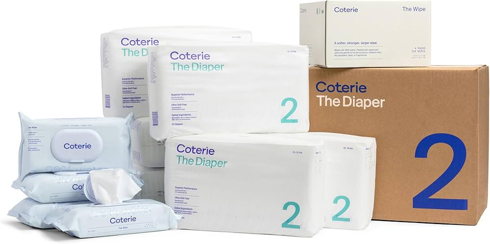 Coterie Baby Diapers + Wipes Baby Kit, Size 2 (10-16 lbs) 186 Count + 4 Wipe Packs (224 Wipes) Ma... | Amazon (US)