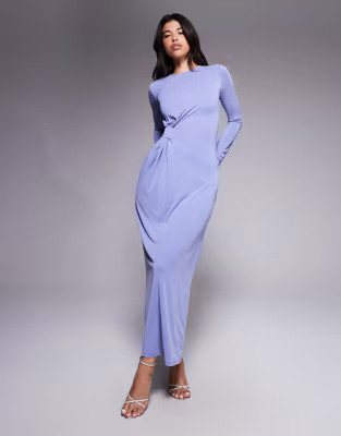 ASOS DESIGN modal twist knot detail maxi dress in blue violet | ASOS (Global)