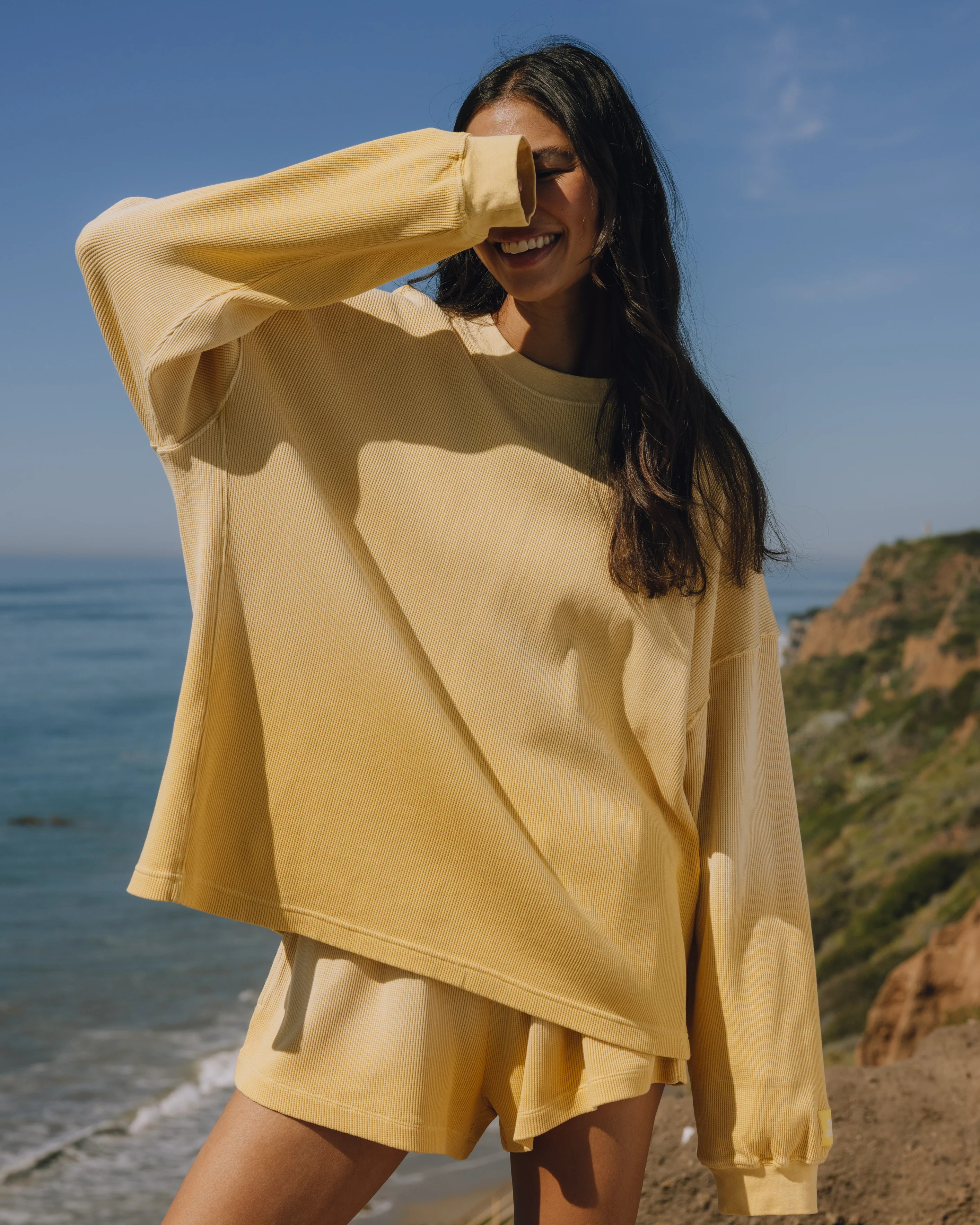 Oversized Thermal - Sunsoaked Sunny with Monochrome Patch | Daily Drills LLC
