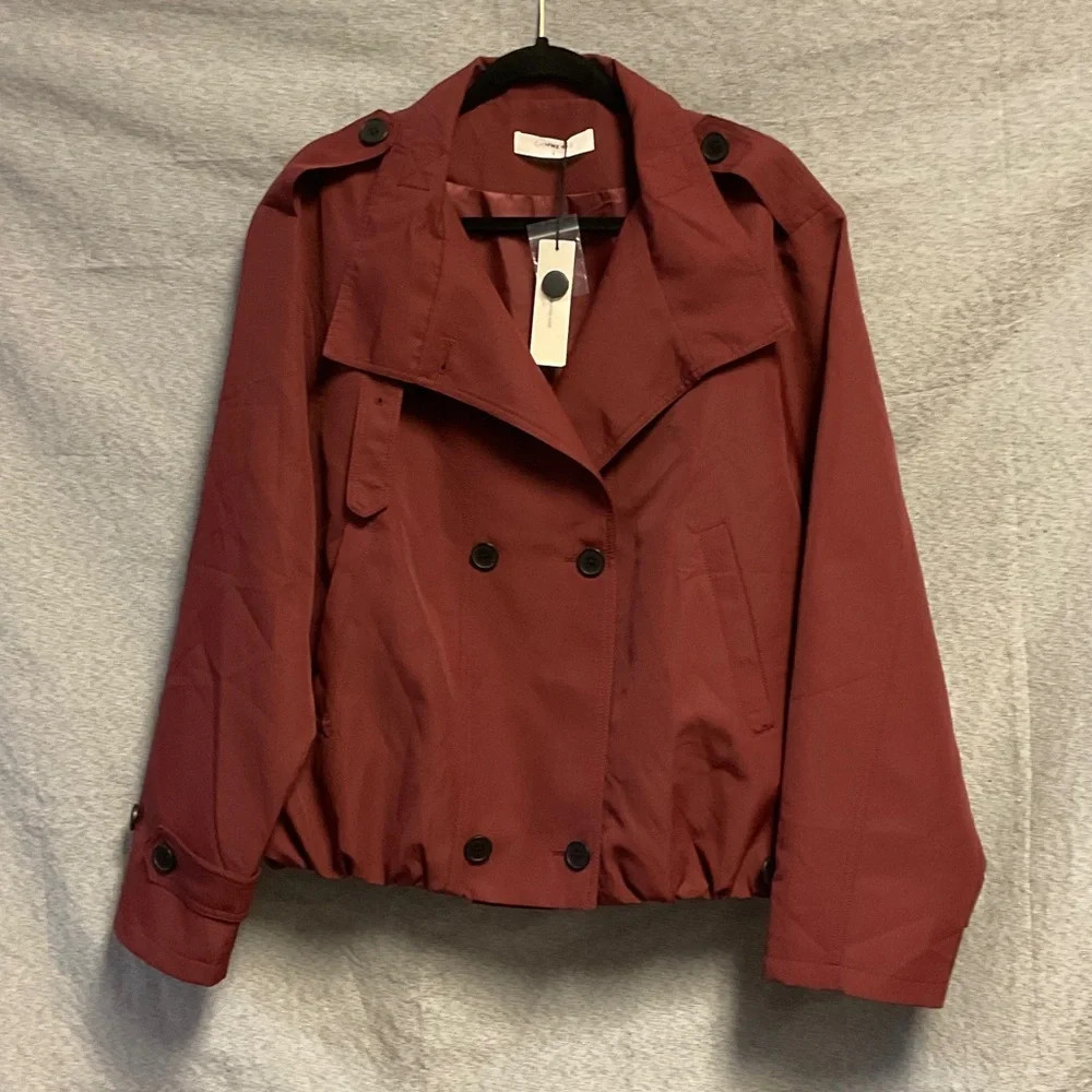 Commense Maroon Double-Breasted Trench Coat | Poshmark