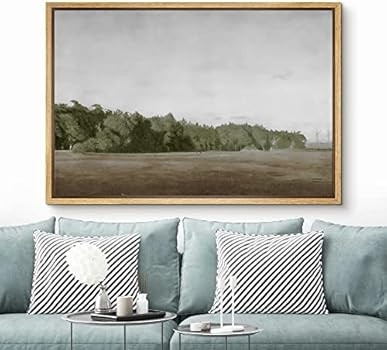 SIGNFORD Framed Canvas Wall Art Brown Meadow with Green Forest Landscape Wilderness Oil Painting ... | Amazon (US)