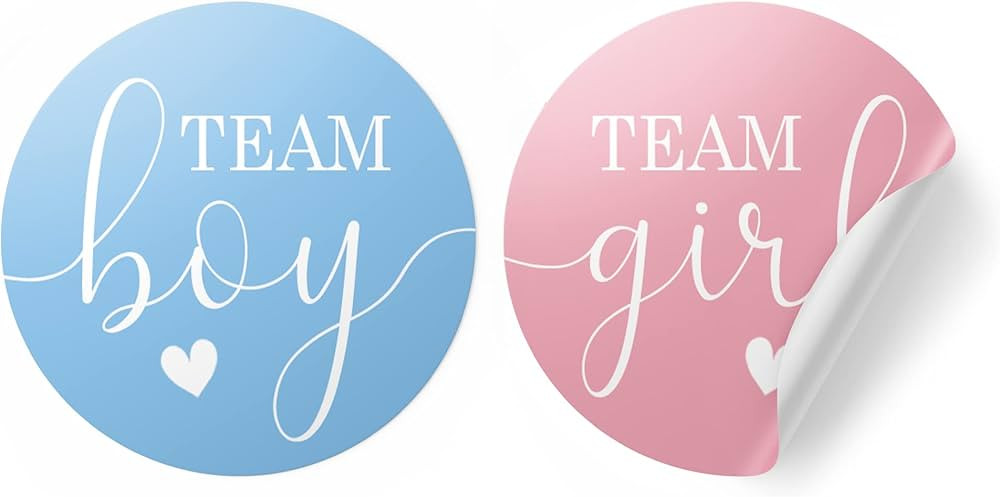 Gender Reveal Party - Team Boy or Team Girl Stickers - 40 Count (Pink and Blue) | Amazon (US)